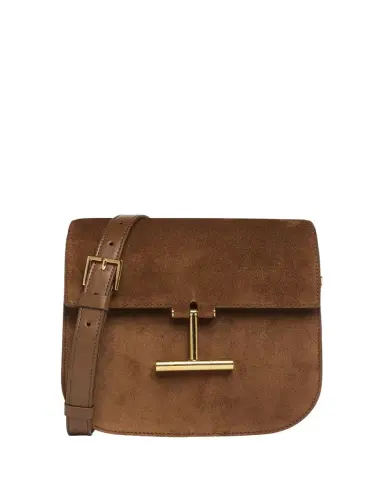 Tom Ford Tara Mini Flap Crossbody Bag in Suede and Leather | Thumbnail 1 Tom Ford Tara Mini Flap Crossbody Bag in Suede and Leather | Thumbnail 1