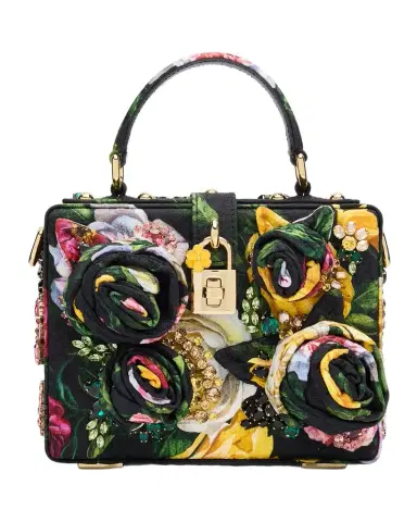 Dolce & Gabbana Flower Brocade Embellished Box Top-Handle Bag | Thumbnail 1 Dolce & Gabbana Flower Brocade Embellished Box Top-Handle Bag | Thumbnail 1