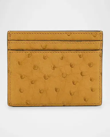 Valentino Garavani Men 's Ostrich-Effect VLogo Card Holder | Thumbnail 3 Valentino Garavani Men 's Ostrich-Effect VLogo Card Holder | Thumbnail 3