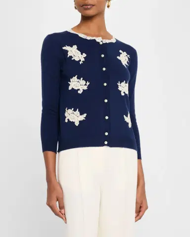 Valentino Garavani Lace Wool Cardigan | Thumbnail 4 Valentino Garavani Lace Wool Cardigan | Thumbnail 4