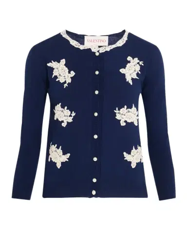 Valentino Garavani Lace Wool Cardigan | Thumbnail 1 Valentino Garavani Lace Wool Cardigan | Thumbnail 1