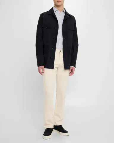 Canali Men 's Suede Four-Pocket Field Jacket | Thumbnail 2 Canali Men 's Suede Four-Pocket Field Jacket | Thumbnail 2