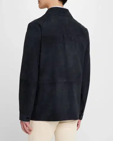 Canali Men 's Suede Four-Pocket Field Jacket | Thumbnail 3 Canali Men 's Suede Four-Pocket Field Jacket | Thumbnail 3