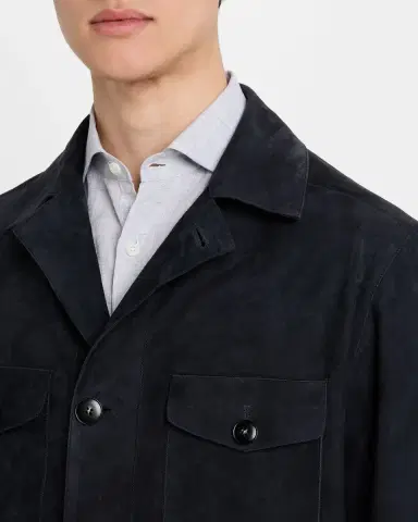 Canali Men 's Suede Four-Pocket Field Jacket | Thumbnail 5 Canali Men 's Suede Four-Pocket Field Jacket | Thumbnail 5