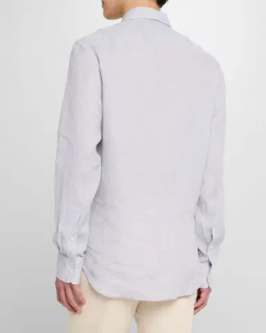 Canali Men's Linen Sport Shirt | Thumbnail 3 Canali Men's Linen Sport Shirt | Thumbnail 3