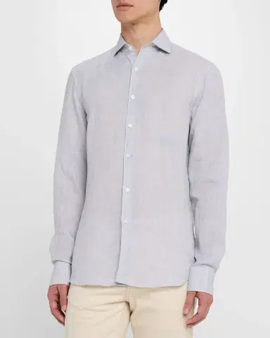 Canali Men's Linen Sport Shirt | Thumbnail 4 Canali Men's Linen Sport Shirt | Thumbnail 4