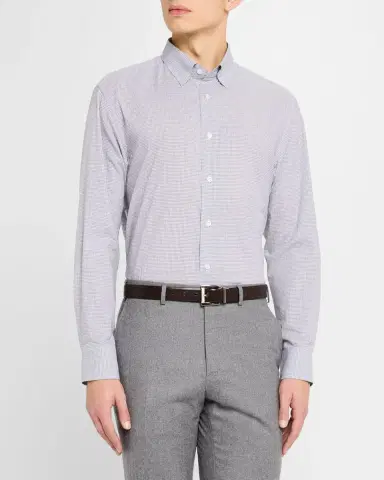 Brioni Men's Cotton Micro-Check Sport Shirt | Thumbnail 4 Brioni Men's Cotton Micro-Check Sport Shirt | Thumbnail 4