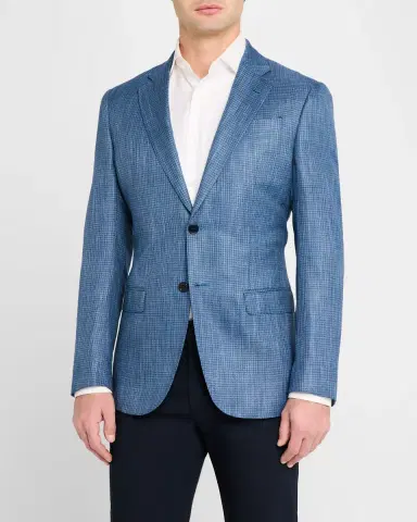 Emporio Armani Men's Bamboo Textured Grid Sport Coat | Thumbnail 4 Emporio Armani Men's Bamboo Textured Grid Sport Coat | Thumbnail 4