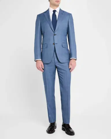 Canali Men 's Wool-Silk Windowpane Suit | Thumbnail 2 Canali Men 's Wool-Silk Windowpane Suit | Thumbnail 2