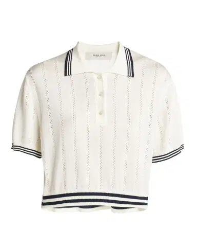 Golden Goose Golden Cropped Open-Work Polo Top | Thumbnail 1 Golden Goose Golden Cropped Open-Work Polo Top | Thumbnail 1