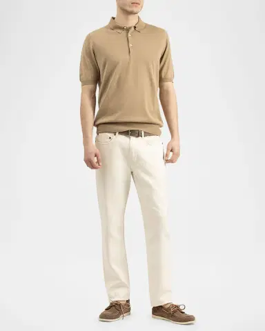 Boglioli Men's Garment-Washed Cotton Polo Shirt | Thumbnail 2 Boglioli Men's Garment-Washed Cotton Polo Shirt | Thumbnail 2