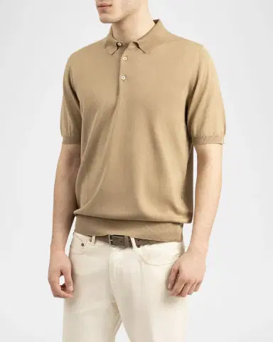 Boglioli Men's Garment-Washed Cotton Polo Shirt | Thumbnail 4 Boglioli Men's Garment-Washed Cotton Polo Shirt | Thumbnail 4