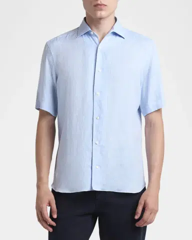 ZEGNA Men 's Oasi Lino Sport Shirt | Thumbnail 2 ZEGNA Men 's Oasi Lino Sport Shirt | Thumbnail 2