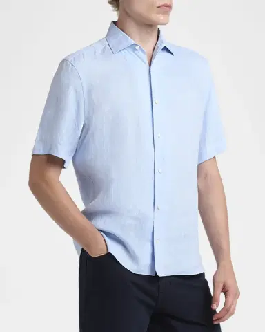 ZEGNA Men 's Oasi Lino Sport Shirt | Thumbnail 4 ZEGNA Men 's Oasi Lino Sport Shirt | Thumbnail 4