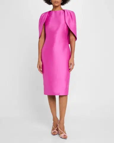 Badgley Mischka Collection Mikado Cape Sheath Dress | Thumbnail 2 Badgley Mischka Collection Mikado Cape Sheath Dress | Thumbnail 2