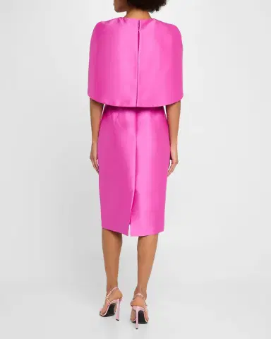 Badgley Mischka Collection Mikado Cape Sheath Dress | Thumbnail 3 Badgley Mischka Collection Mikado Cape Sheath Dress | Thumbnail 3