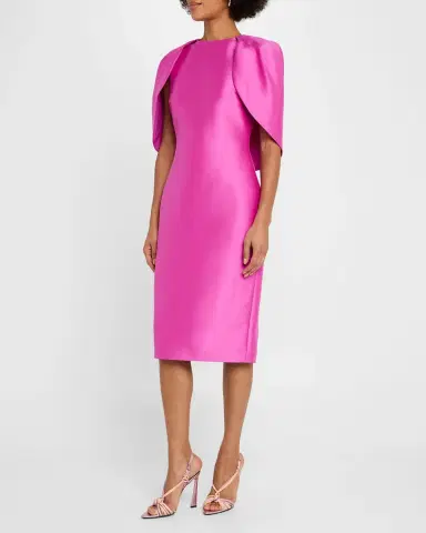 Badgley Mischka Collection Mikado Cape Sheath Dress | Thumbnail 4 Badgley Mischka Collection Mikado Cape Sheath Dress | Thumbnail 4