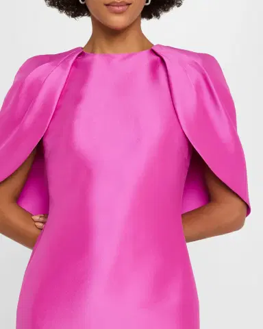 Badgley Mischka Collection Mikado Cape Sheath Dress | Thumbnail 5 Badgley Mischka Collection Mikado Cape Sheath Dress | Thumbnail 5
