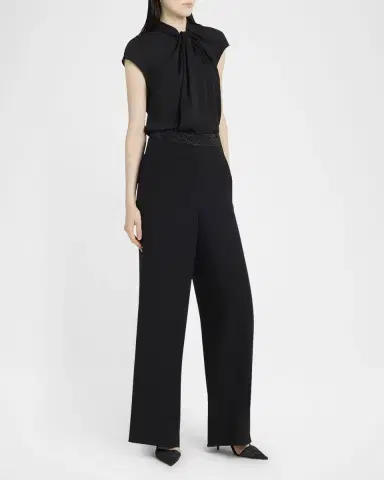 Giorgio Armani Strass Waistband Straight-Leg Silk Trousers | Thumbnail 2 Giorgio Armani Strass Waistband Straight-Leg Silk Trousers | Thumbnail 2