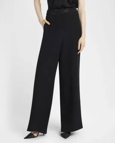 Giorgio Armani Strass Waistband Straight-Leg Silk Trousers | Thumbnail 4 Giorgio Armani Strass Waistband Straight-Leg Silk Trousers | Thumbnail 4