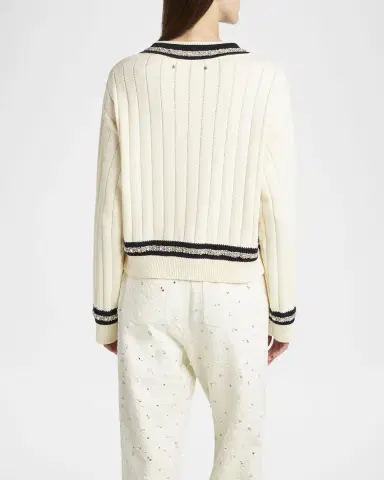 Golden Goose Golden Embellished V-Neck Varsity Sweater | Thumbnail 3 Golden Goose Golden Embellished V-Neck Varsity Sweater | Thumbnail 3