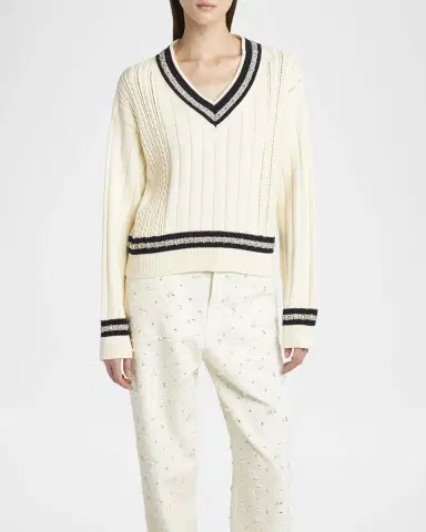 Golden Goose Golden Embellished V-Neck Varsity Sweater | Thumbnail 4 Golden Goose Golden Embellished V-Neck Varsity Sweater | Thumbnail 4