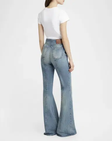 McQueen Foldover-Waist Denim Flare Trousers | Thumbnail 3 McQueen Foldover-Waist Denim Flare Trousers | Thumbnail 3