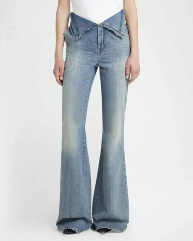 McQueen Foldover-Waist Denim Flare Trousers | Thumbnail 4 McQueen Foldover-Waist Denim Flare Trousers | Thumbnail 4