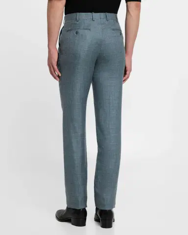 Brioni Men's Tigullio Flat-Front Twill Trousers | Thumbnail 2 Brioni Men's Tigullio Flat-Front Twill Trousers | Thumbnail 2