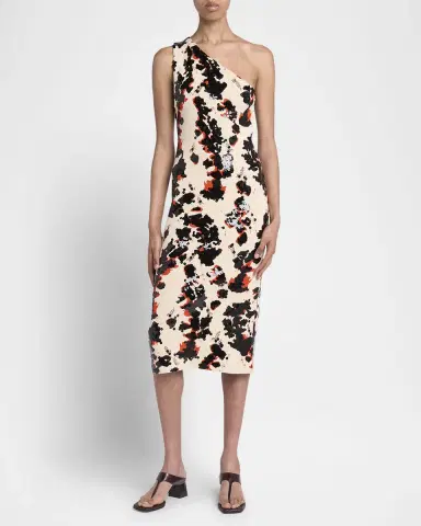 Bottega Veneta Printed One-Shoulder Sequined Compact Viscose Midi Dress | Thumbnail 2 Bottega Veneta Printed One-Shoulder Sequined Compact Viscose Midi Dress | Thumbnail 2