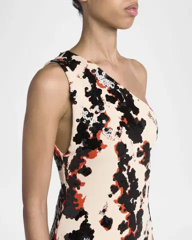 Bottega Veneta Printed One-Shoulder Sequined Compact Viscose Midi Dress | Thumbnail 5 Bottega Veneta Printed One-Shoulder Sequined Compact Viscose Midi Dress | Thumbnail 5