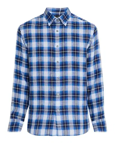 Brioni Men's Linen Madras Check Casual Button-Down Shirt | Thumbnail 1 Brioni Men's Linen Madras Check Casual Button-Down Shirt | Thumbnail 1