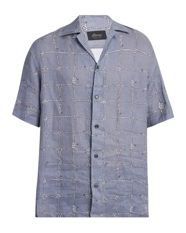 Men 's Nautical Linen Camp Shirt Men 's Nautical Linen Camp Shirt