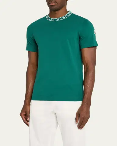 Moncler Men's Logo-Collar Jersey T-Shirt | Thumbnail 4 Moncler Men's Logo-Collar Jersey T-Shirt | Thumbnail 4
