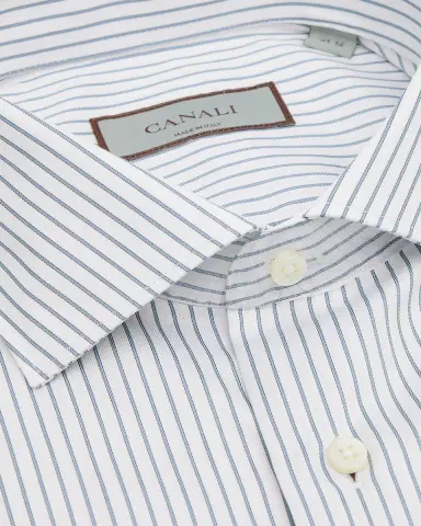 Canali Men's Cotton Narrow Stripe Dress Shirt | Thumbnail 2 Canali Men's Cotton Narrow Stripe Dress Shirt | Thumbnail 2
