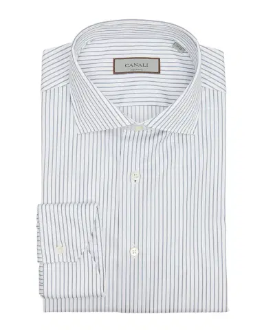 Canali Men's Cotton Narrow Stripe Dress Shirt | Thumbnail 1 Canali Men's Cotton Narrow Stripe Dress Shirt | Thumbnail 1