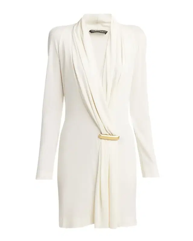 V-Neck Draped Mini Dress with Buckle Detail V-Neck Draped Mini Dress with Buckle Detail