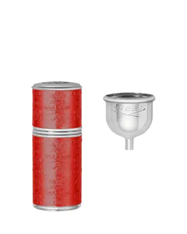 CREED 50 mL Cylindrical Atomizer Case, Silver/Red | Thumbnail 1 CREED 50 mL Cylindrical Atomizer Case, Silver/Red | Thumbnail 1
