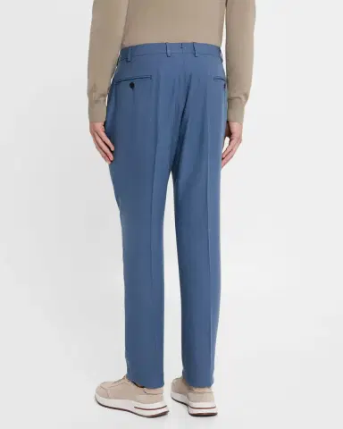 Emporio Armani Men's Lyocell Twill Flat-Front Trousers | Thumbnail 3 Emporio Armani Men's Lyocell Twill Flat-Front Trousers | Thumbnail 3