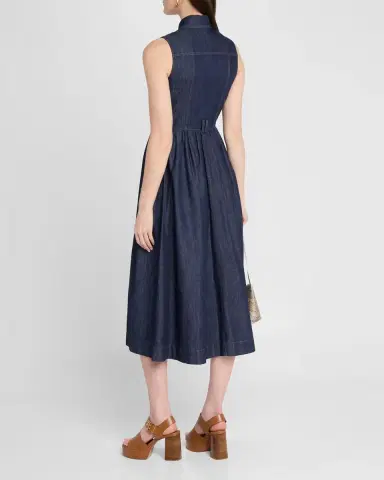 Dice Kayek Sleeveless Denim Midi Shirtdress | Thumbnail 3 Dice Kayek Sleeveless Denim Midi Shirtdress | Thumbnail 3