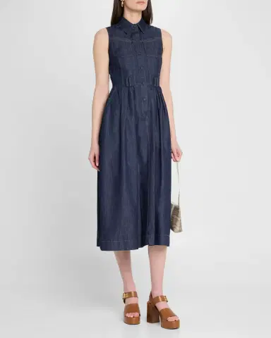 Dice Kayek Sleeveless Denim Midi Shirtdress | Thumbnail 4 Dice Kayek Sleeveless Denim Midi Shirtdress | Thumbnail 4