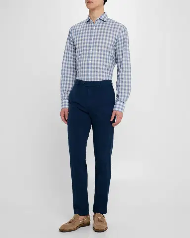 Canali Men's Cotton Ombre Check Sport Shirt | Thumbnail 2 Canali Men's Cotton Ombre Check Sport Shirt | Thumbnail 2