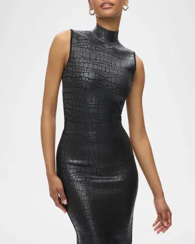 Hervé Léger Clarice Mock-Neck Croc-Embossed Sleeveless Top | Thumbnail 4 Hervé Léger Clarice Mock-Neck Croc-Embossed Sleeveless Top | Thumbnail 4
