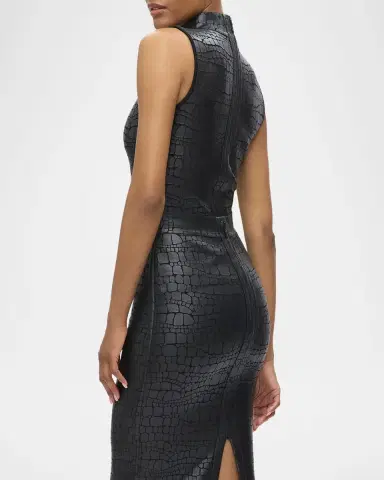 Hervé Léger Clarice Mock-Neck Croc-Embossed Sleeveless Top | Thumbnail 5 Hervé Léger Clarice Mock-Neck Croc-Embossed Sleeveless Top | Thumbnail 5