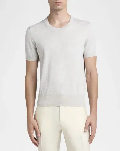 Tom Ford Men's Cotton Short-Sleeve Crewneck Sweater | Thumbnail 2 Tom Ford Men's Cotton Short-Sleeve Crewneck Sweater | Thumbnail 2