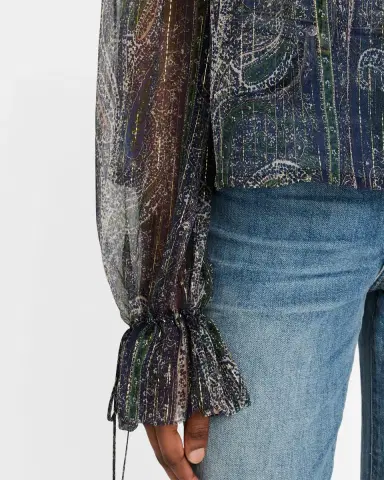 Saint Laurent Metallic Paisley Ruffle Off-The-Shoulder Blouse | Thumbnail 5 Saint Laurent Metallic Paisley Ruffle Off-The-Shoulder Blouse | Thumbnail 5