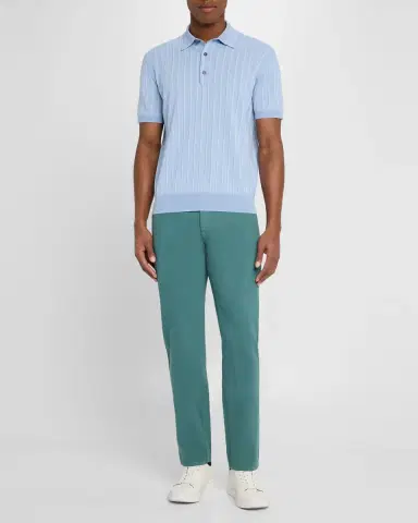 Brioni Men's Stripe Short-Sleeve Polo Sweater | Thumbnail 2 Brioni Men's Stripe Short-Sleeve Polo Sweater | Thumbnail 2
