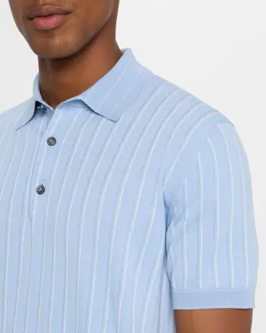 Brioni Men's Stripe Short-Sleeve Polo Sweater | Thumbnail 5 Brioni Men's Stripe Short-Sleeve Polo Sweater | Thumbnail 5
