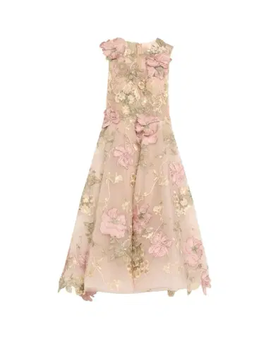 Marchesa Floral Embroidered Sleeveless Tea-Length Dress | Thumbnail 1 Marchesa Floral Embroidered Sleeveless Tea-Length Dress | Thumbnail 1
