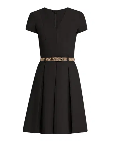 Emporio Armani Emma Belted Pleated A-Line Mini Dress | Thumbnail 1 Emporio Armani Emma Belted Pleated A-Line Mini Dress | Thumbnail 1